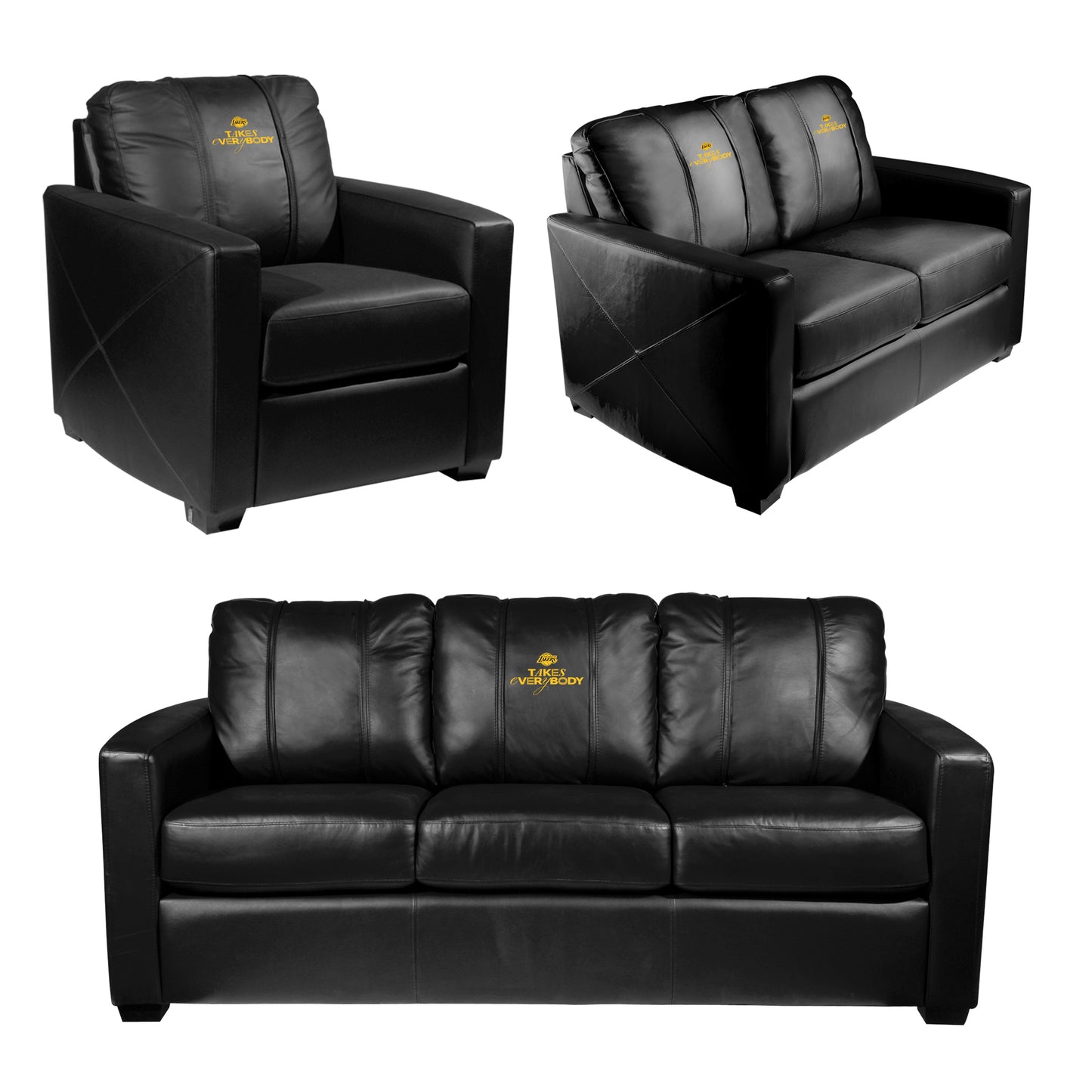 Silver Sofa with Los Angeles Lakers 2024 Playoffs Logo