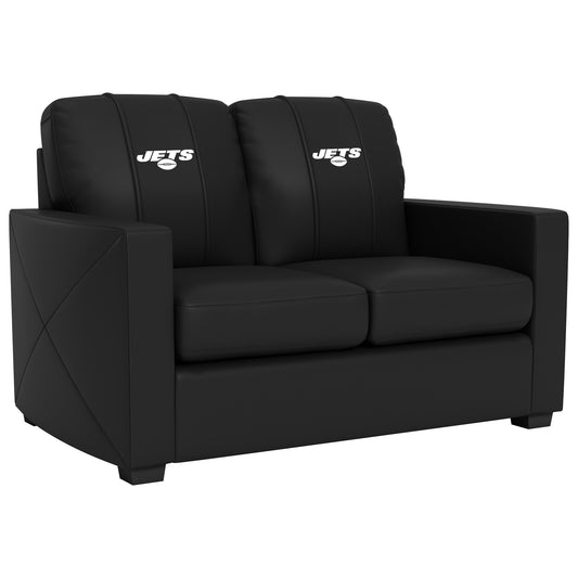 Silver Loveseat with  New York Jets Secondary Logo