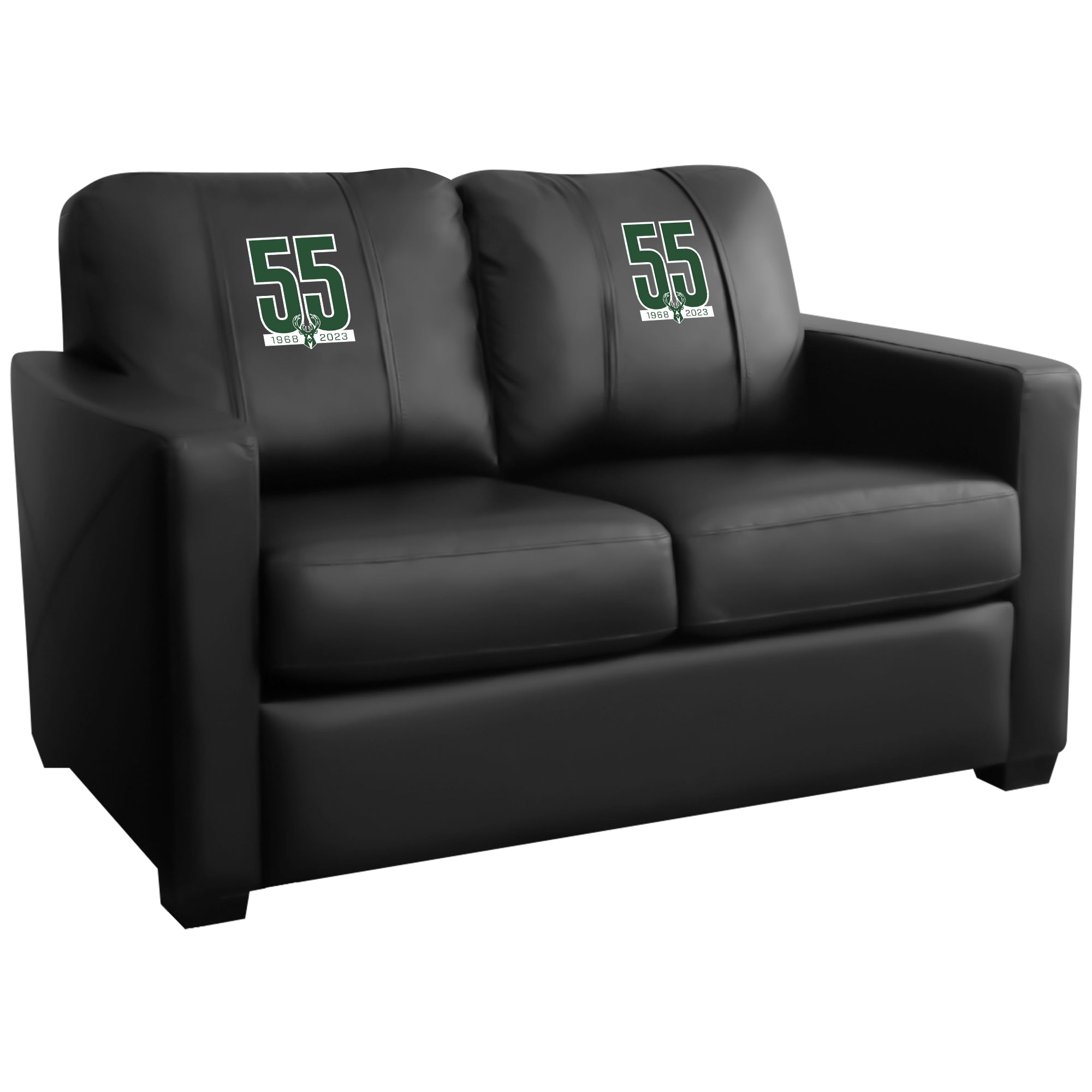 Silver Loveseat with Milwaukee Bucks Team Commemorative Logo Zipchair