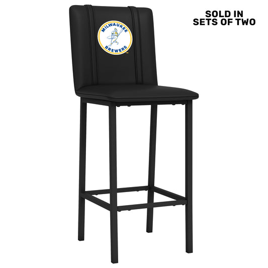 Bar Stool 500 with Milwaukee Brewers Cooperstown Primary Set of 2