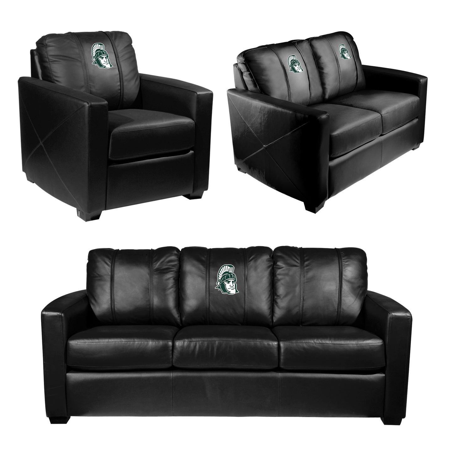 Silver Loveseat with Michigan State Spartans Sparty Logo