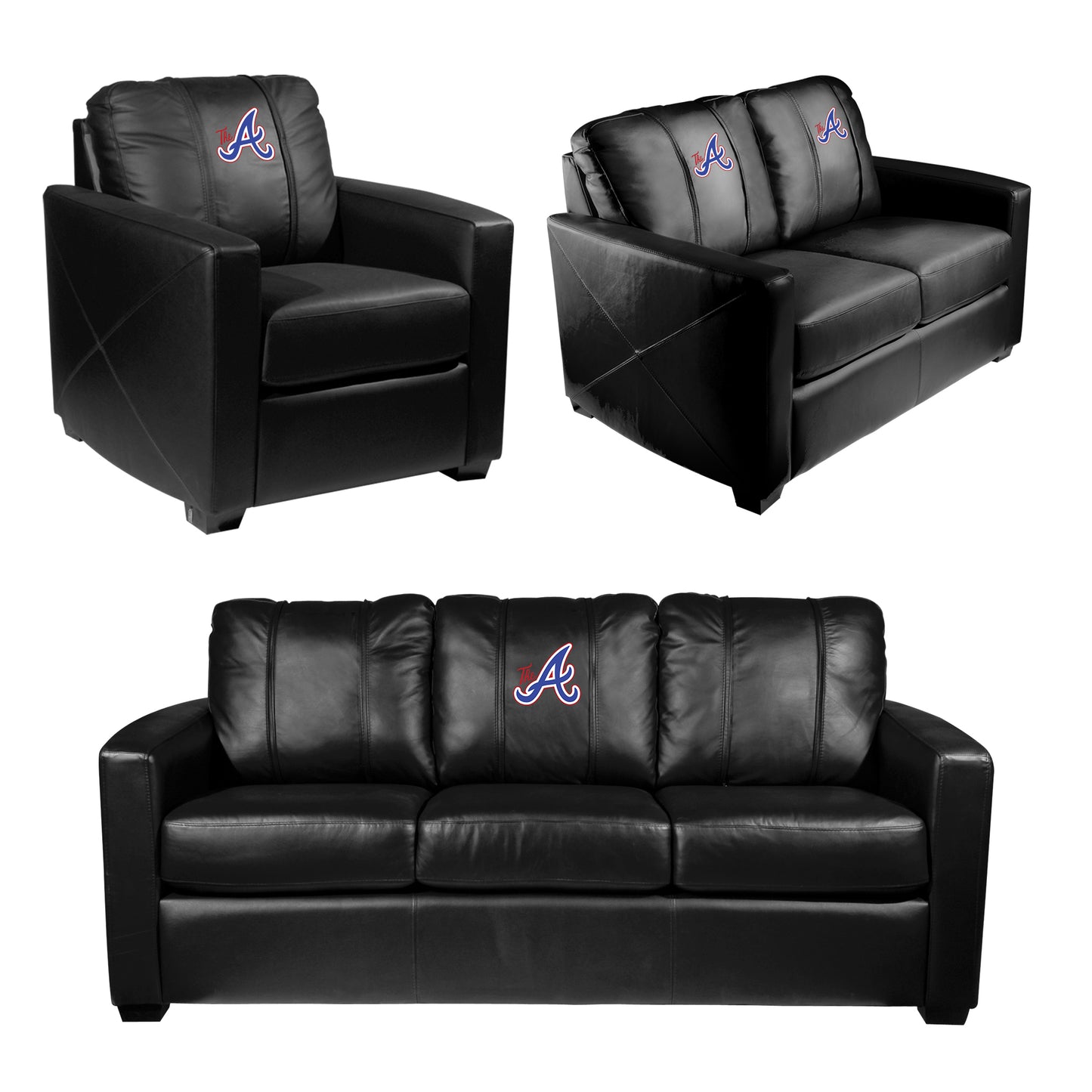 Silver Loveseat with Atlanta Braves City Connect The A Logo
