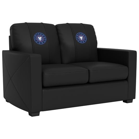 Silver Loveseat with Chicago Cubs City Connect Secondary Logo