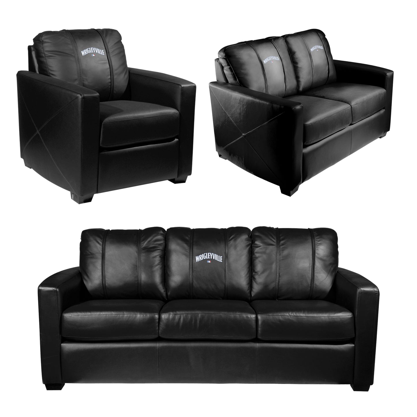 Silver Loveseat with Chicago Cubs City Connect Alternate Logo