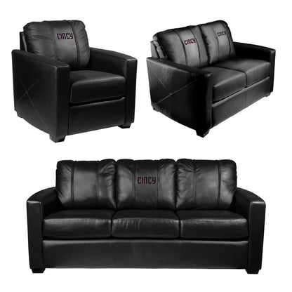 Silver Sofa with Cincinnati Reds City Connect Secondary Logo