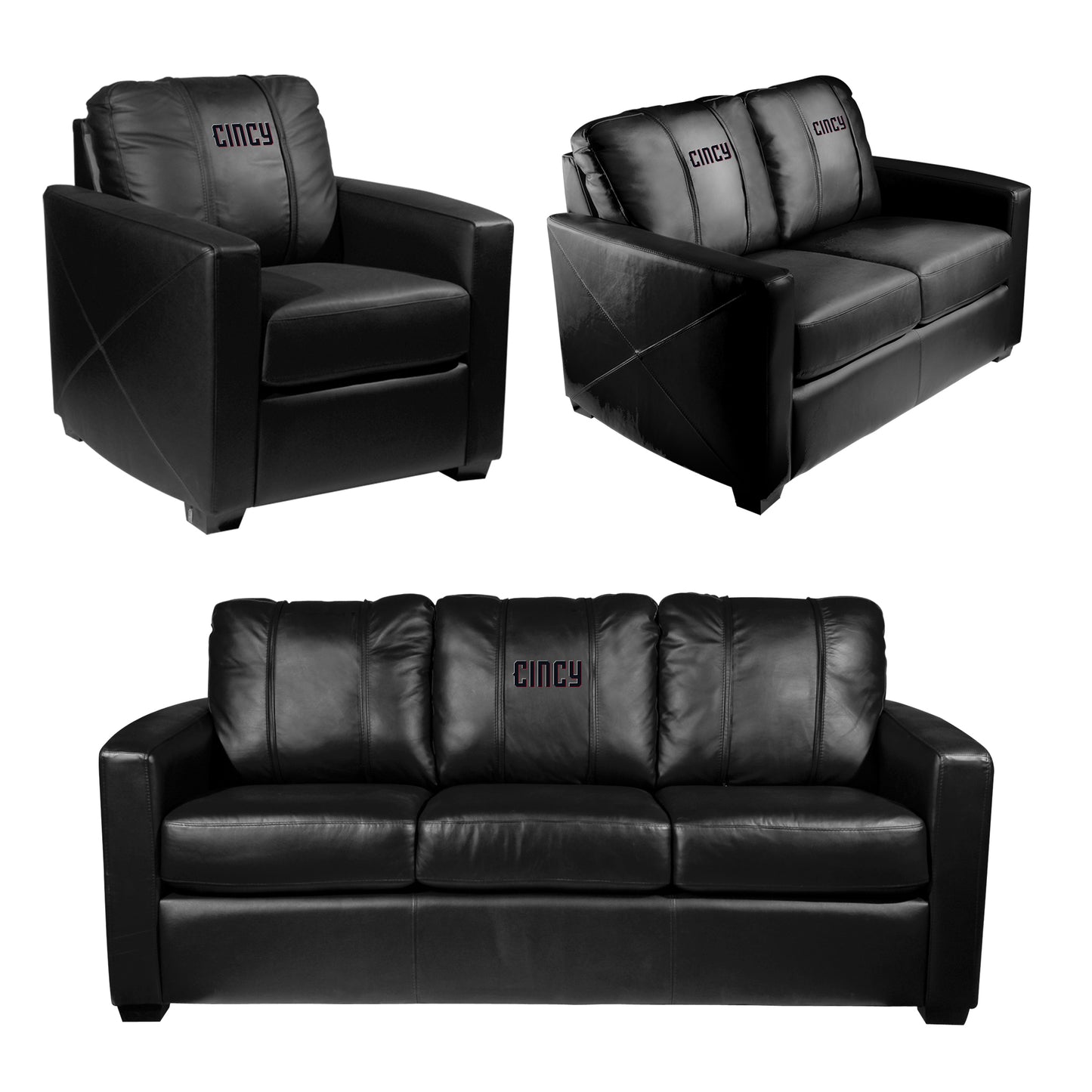 Silver Loveseat with Cincinnati Reds City Connect Secondary Logo