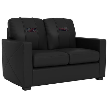Silver Loveseat with Cincinnati Reds City Connect Secondary Logo