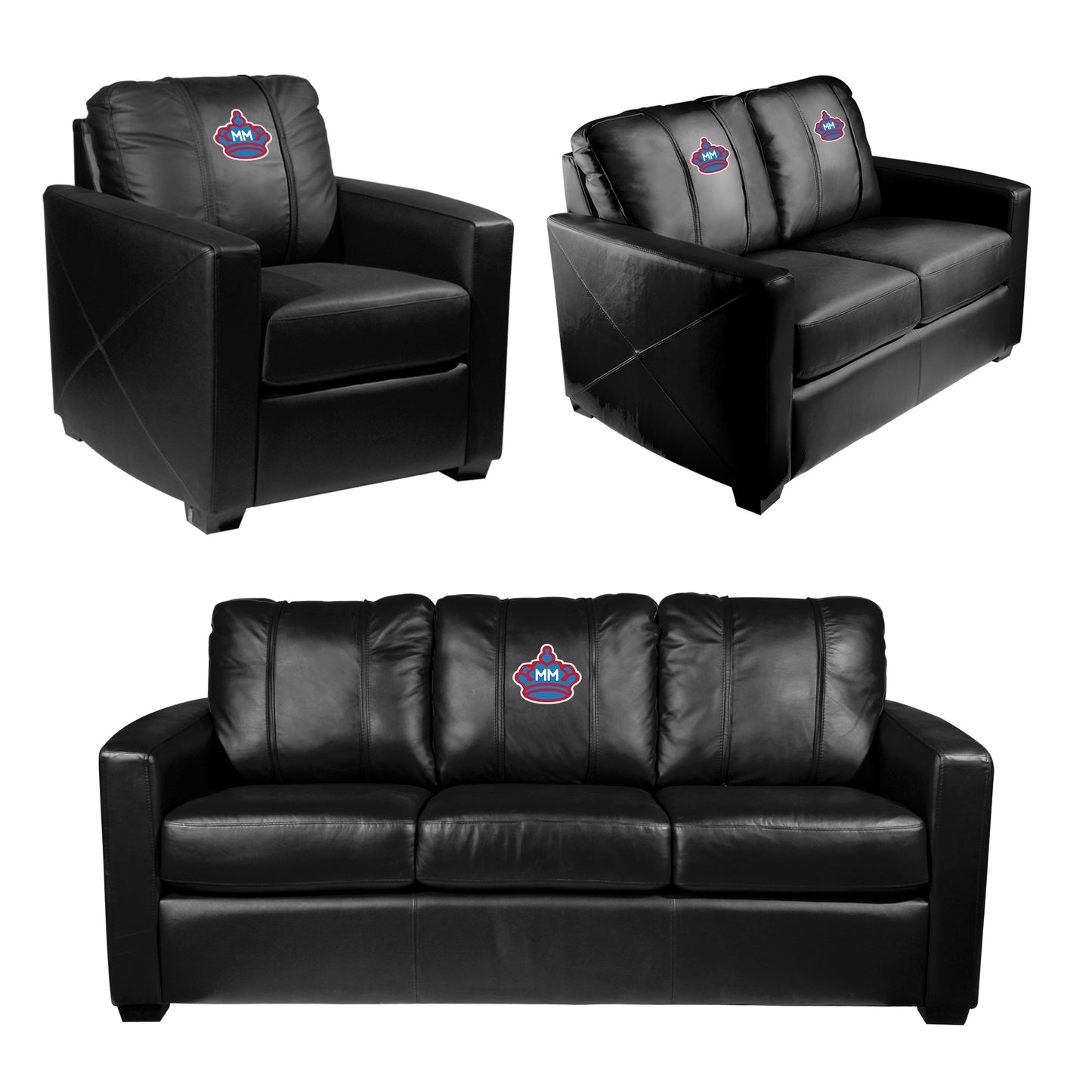 Silver Loveseat with Miami Marlins City Connect Primary Logo