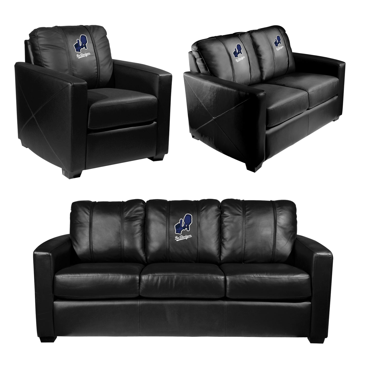 Silver Sofa with Los Angeles Dodgers City Connect Primary Logo
