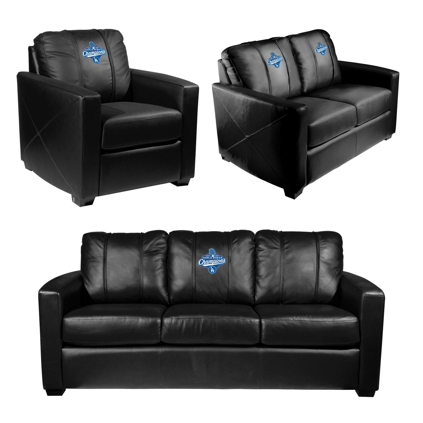Silver Loveseat with Los Angeles Dodgers 2025 World Champions Logo