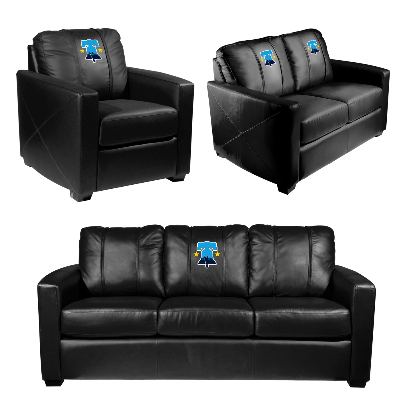 Silver Loveseat with Philadelphia Phillies City Connect Liberty Bell Logo