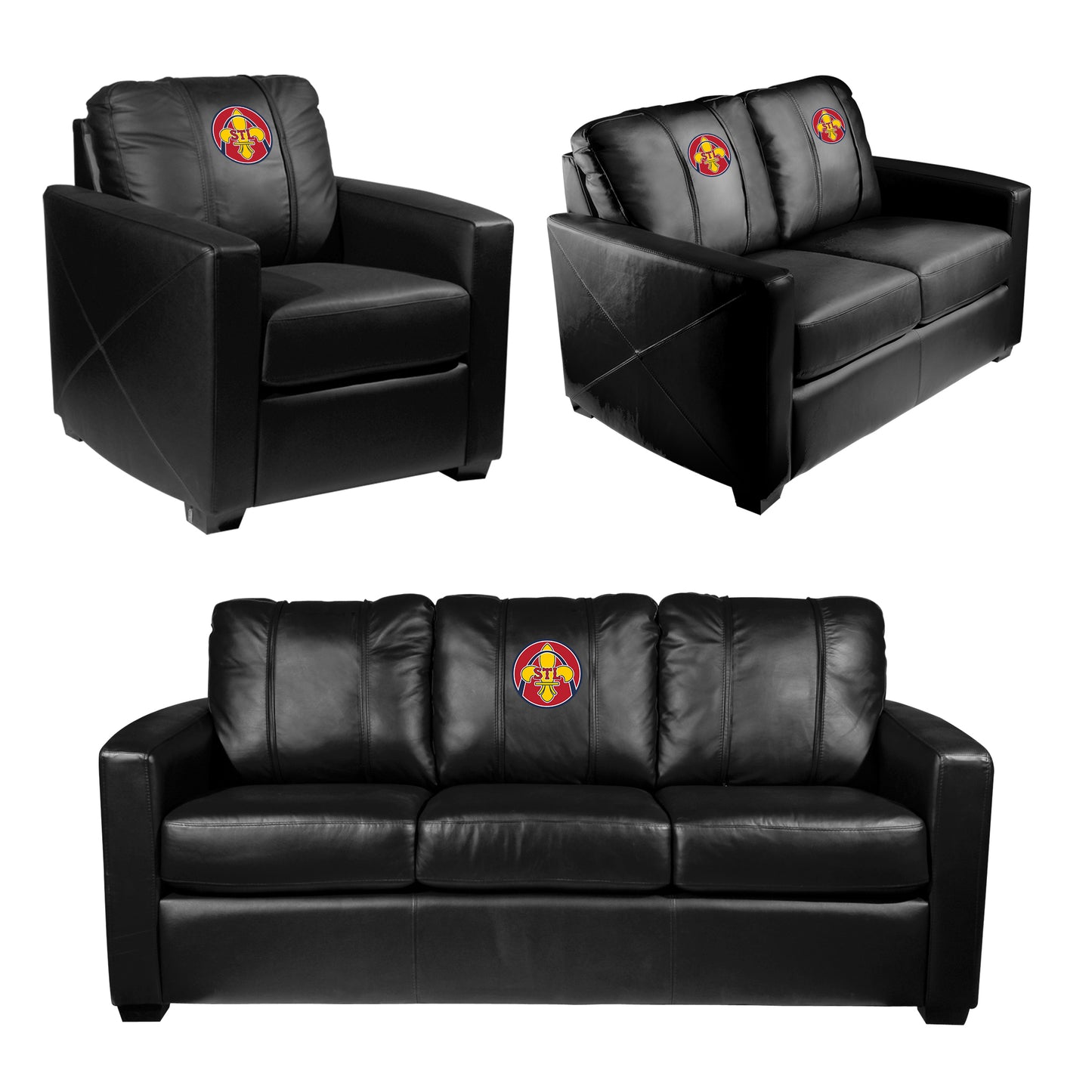 Silver Sofa with St Louis Cardinals City Connect STL Logo