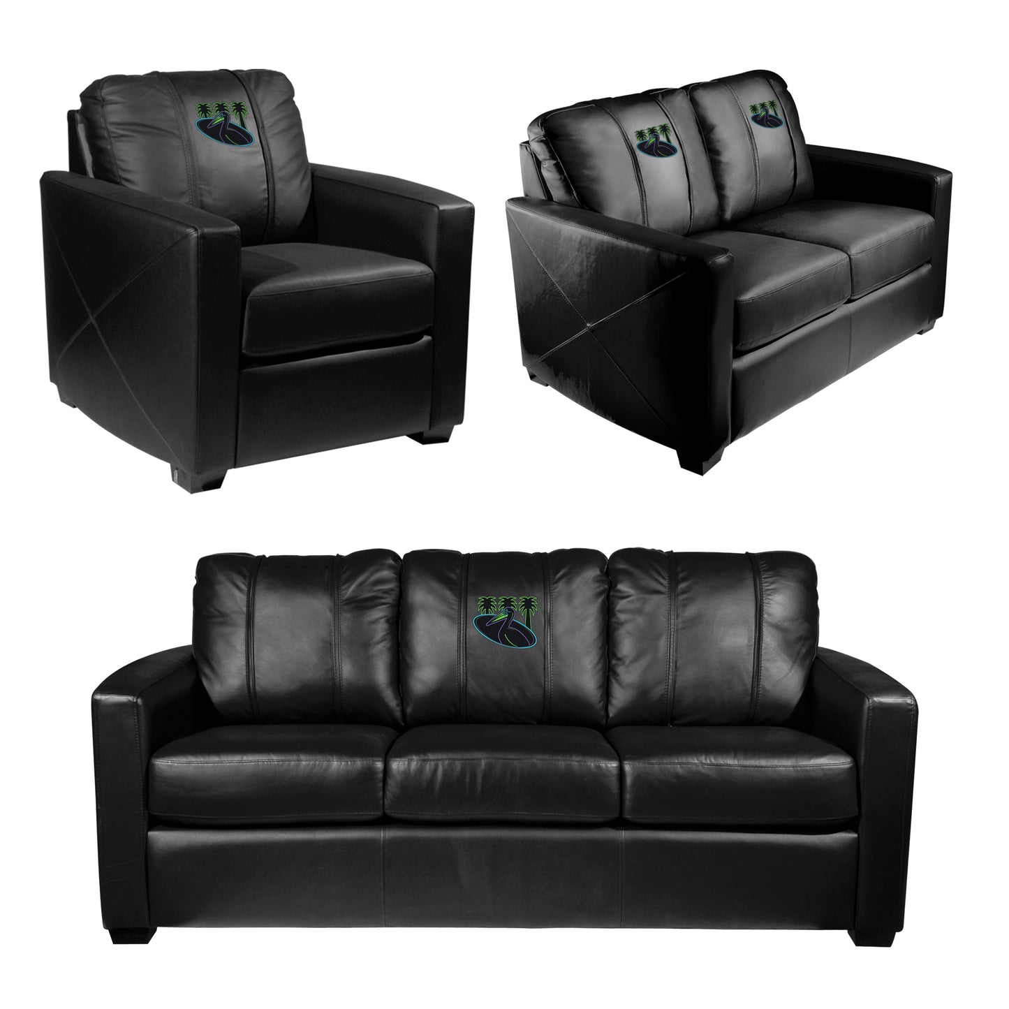 Silver Loveseat with Tampa Bay Rays City Connect Pelican Logo