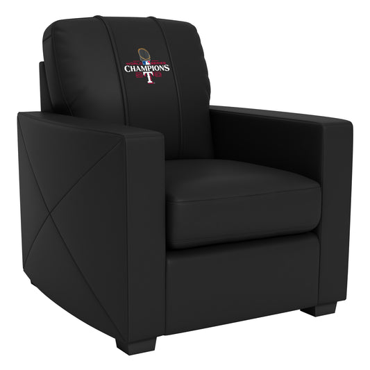 Silver Club Chair with Texas Rangers 2023 Champions Logo