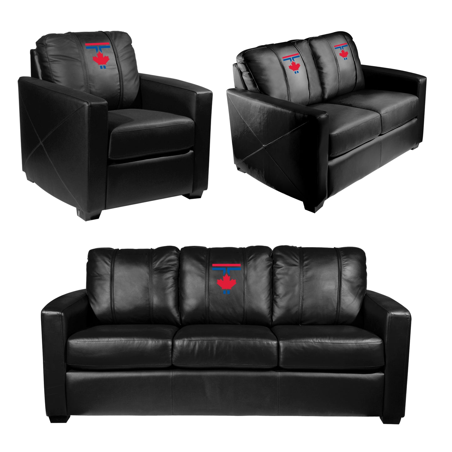 Silver Sofa with Toronto Blue Jays City Connect Maple Leaf Logo
