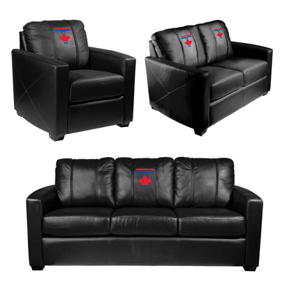 Silver Sofa with Toronto Blue Jays City Connect Maple Leaf Logo