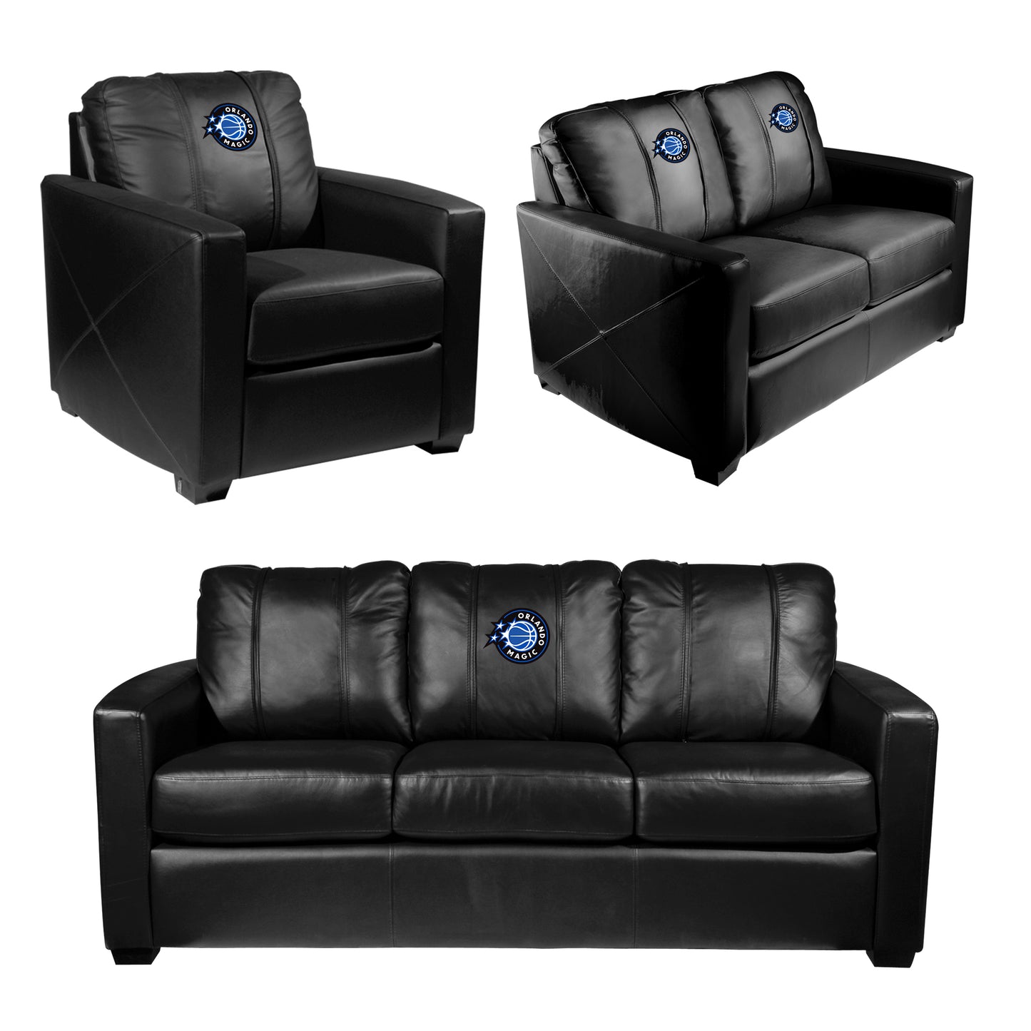 Silver Loveseat with Orlando Magic Global Logo