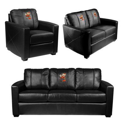 Silver Sofa with Cleveland Browns Classic Logo