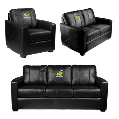 Silver Loveseat with Detroit Lions Classic Logo