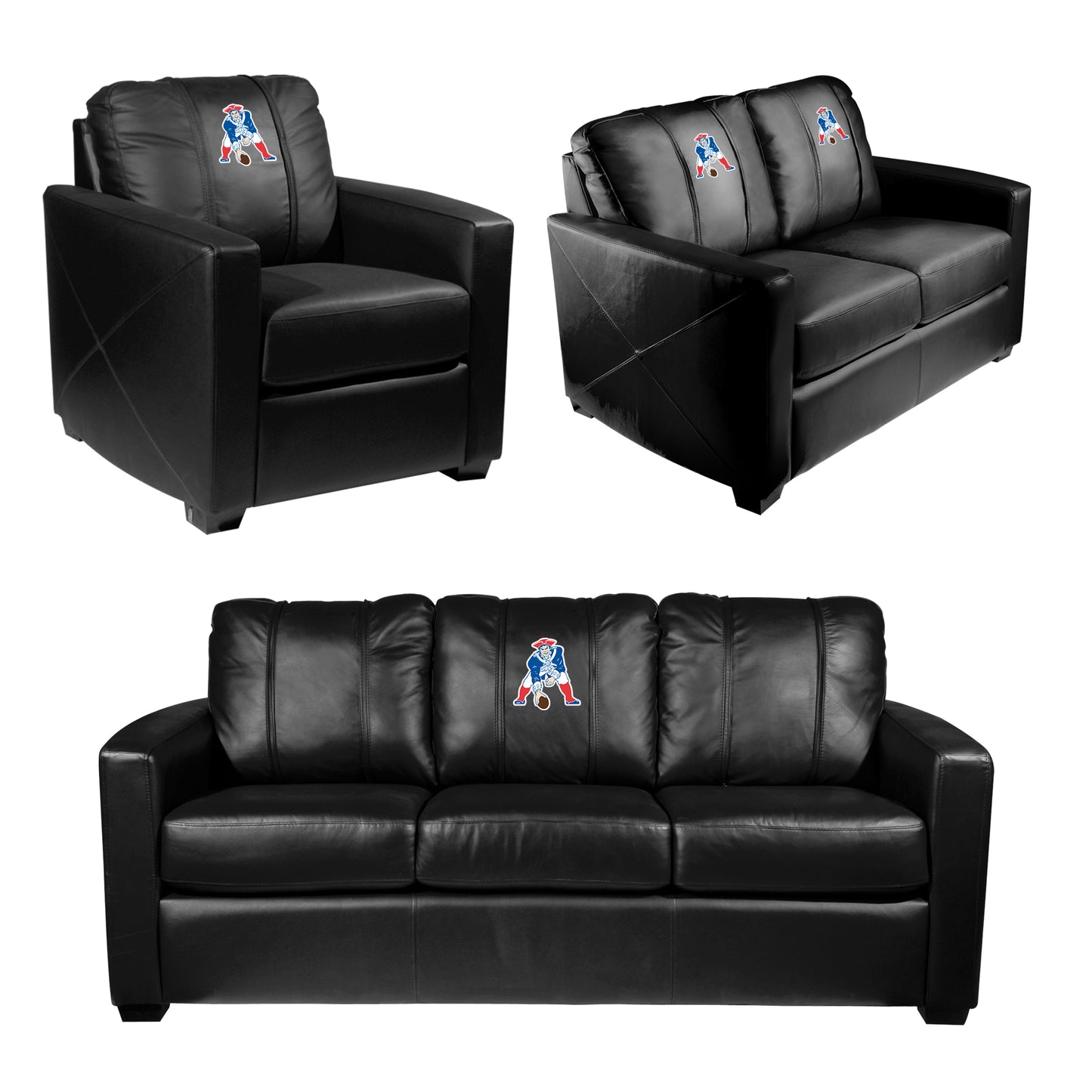 Silver Loveseat with New England Patriots Classic Logo