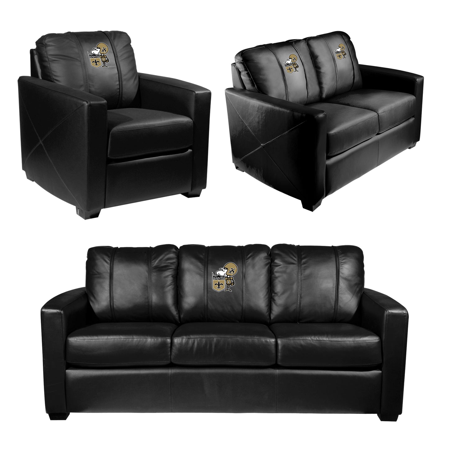Silver Sofa with New Orleans Saints Classic Logo