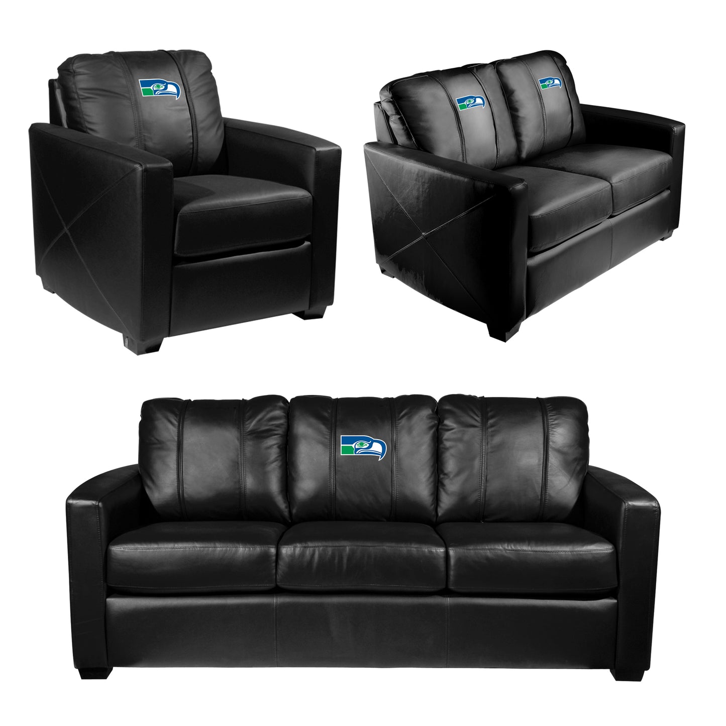 Silver Sofa with Seattle Seahawks Classic Logo