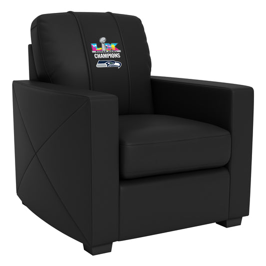 Silver Club Chair with  Seattle Seahawks Super Bowl LX Champions Logo