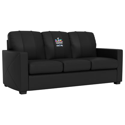 Silver Sofa with  Seattle Seahawks Super Bowl LX Champions Logo
