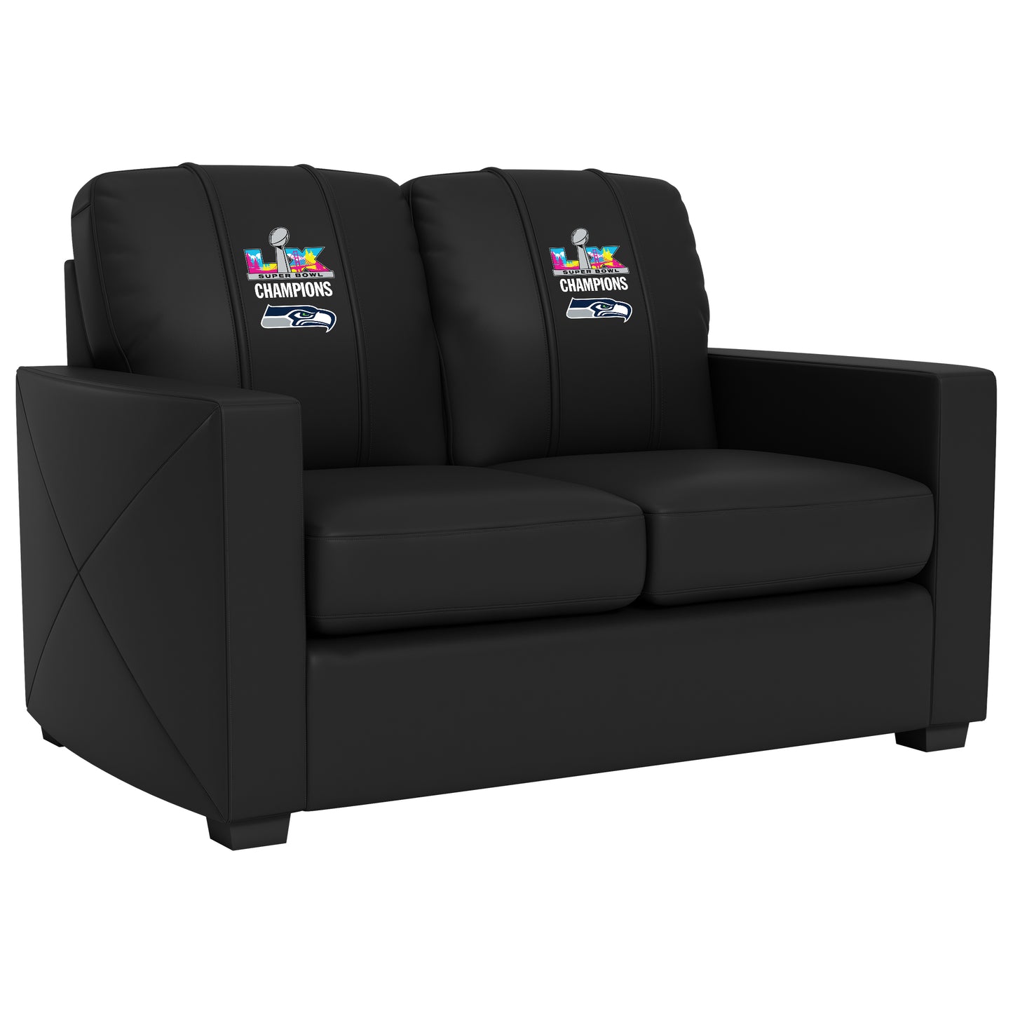 Silver Loveseat with  Seattle Seahawks Super Bowl LX Champions Logo