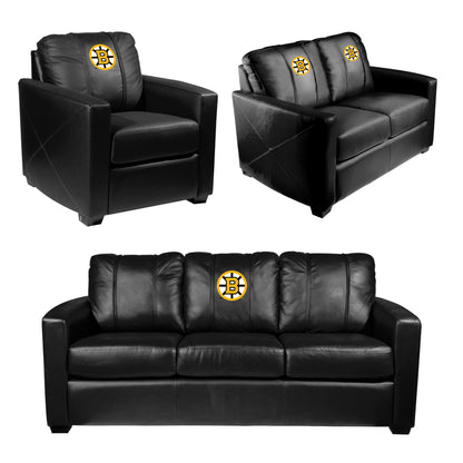 Silver Loveseat with Boston Bruins Primary Logo