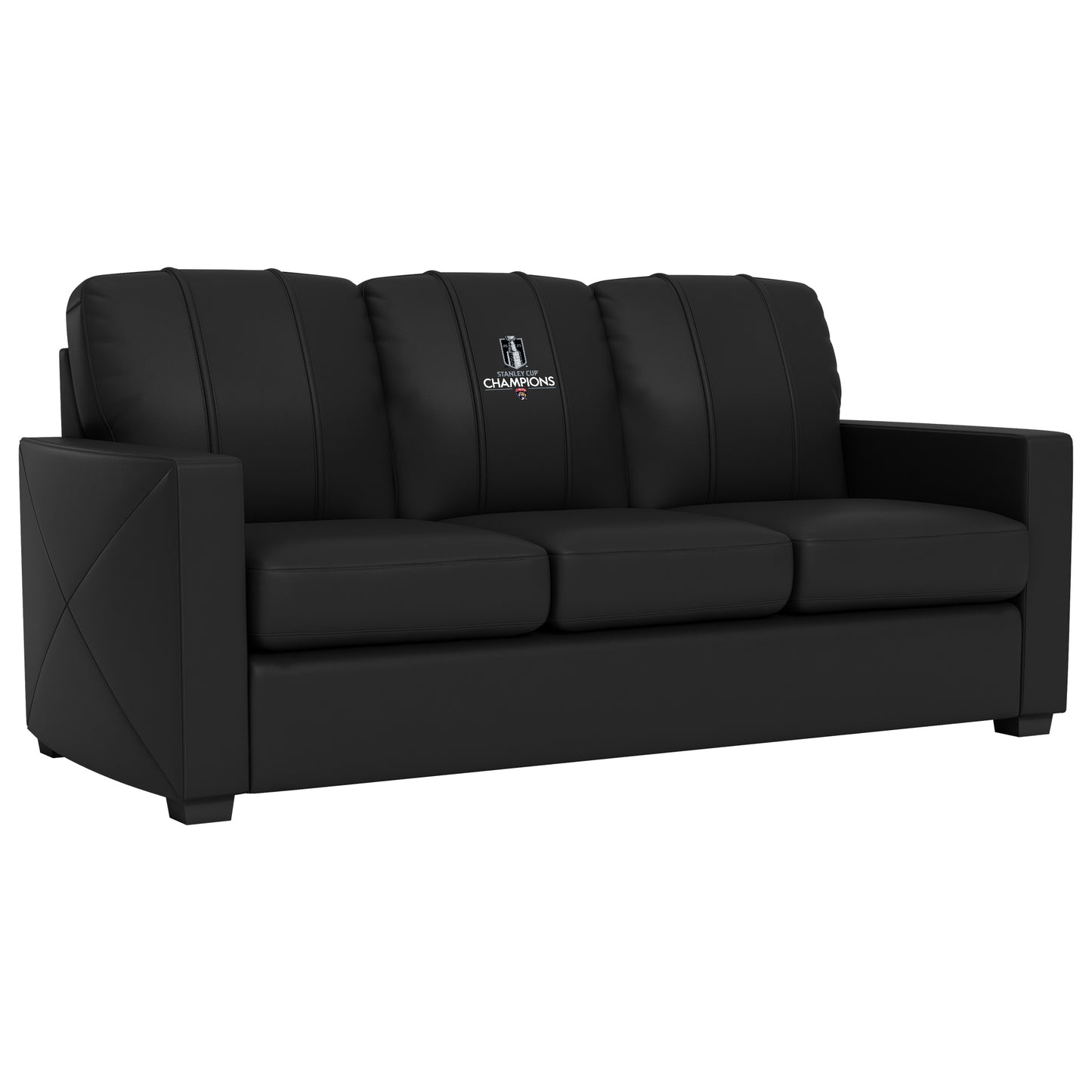 Silver Sofa with Florida Panthers 2025 Champions Logo
