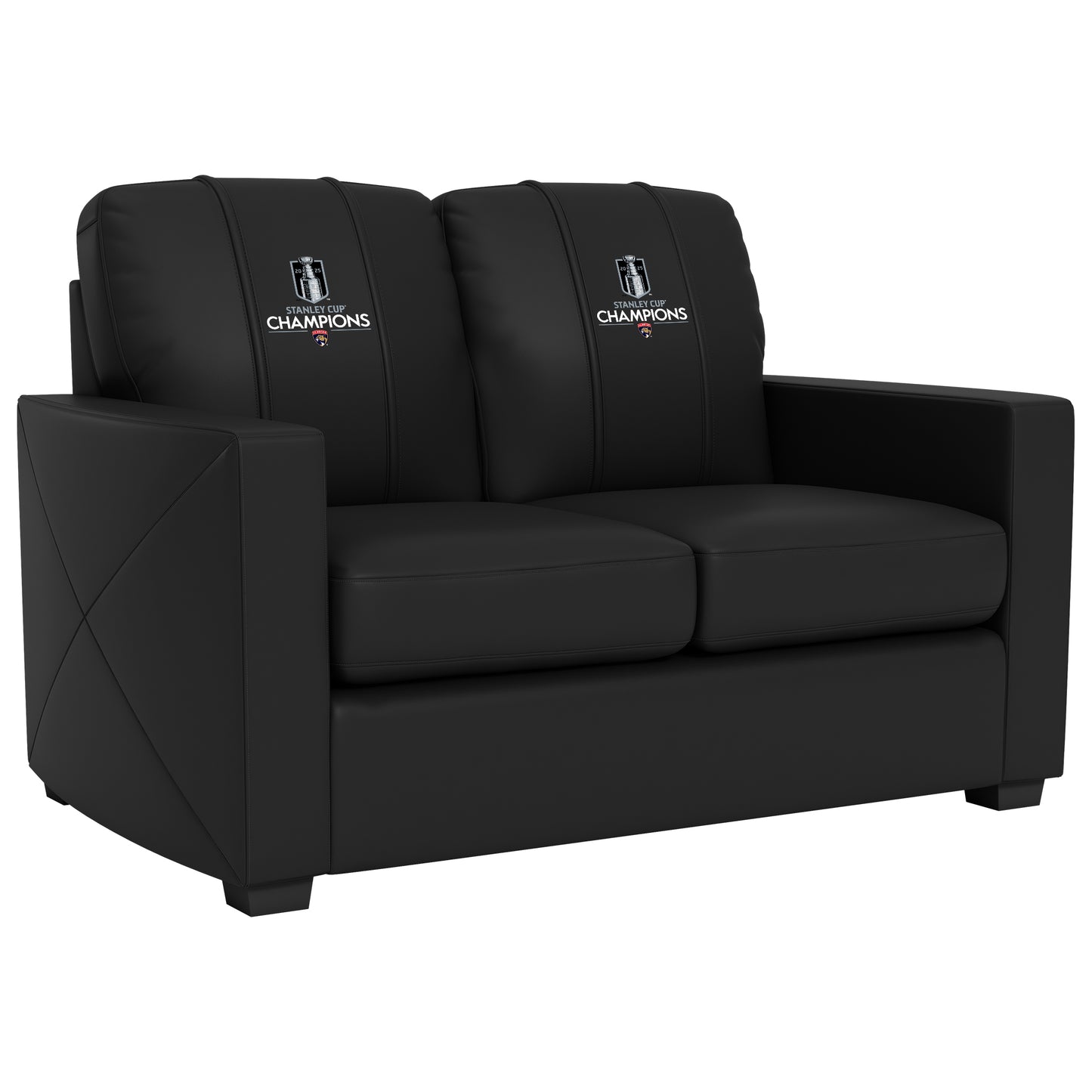 Silver Loveseat with Florida Panthers 2025 Champions Logo