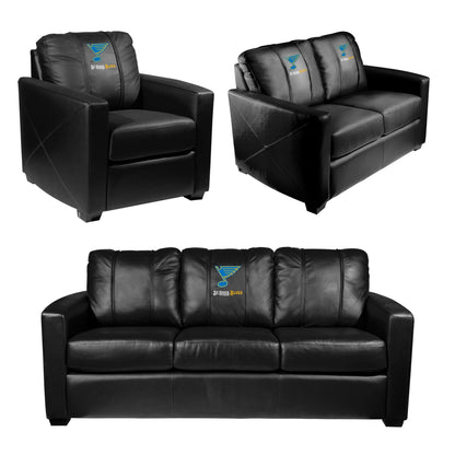 Silver Sofa with St. Louis Blues Wordmark Logo