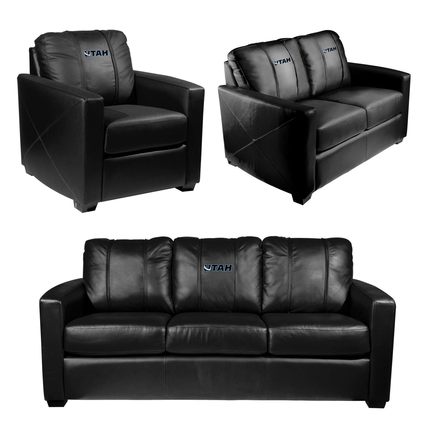 Silver Sofa with Utah Mammoth Wordmark Logo