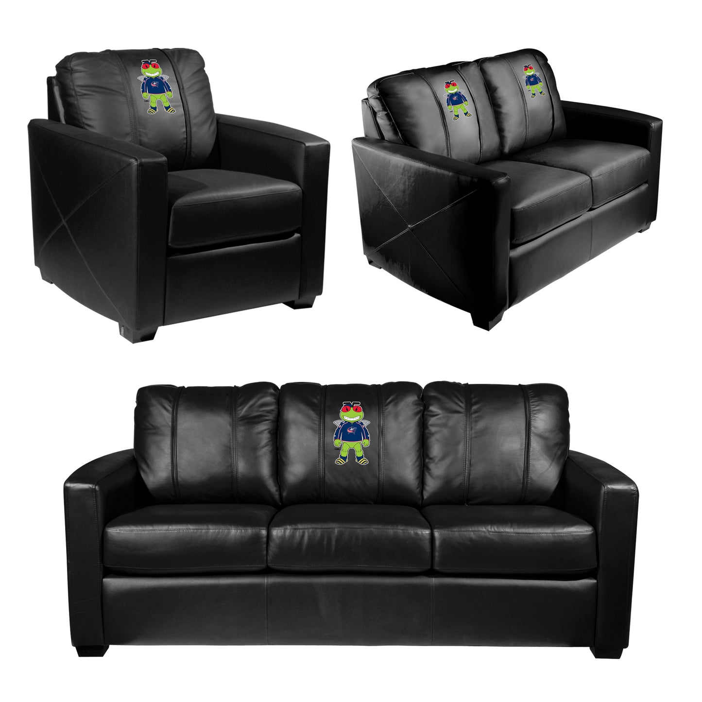 Silver Club Chair with Columbus Blue Jackets Stinger Mascot Logo