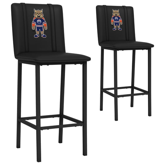 Bar Stool 500 with Edmonton Oilers Hunter Mascot Logo Set of 2