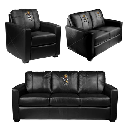 Silver Loveseat with Los Angeles Kings Bailey Mascot Logo