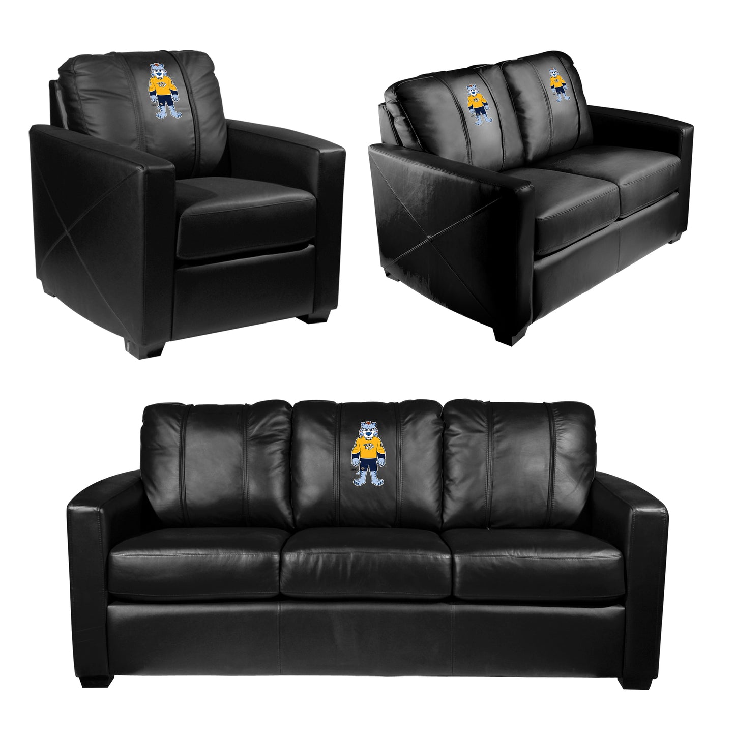 Silver Club Chair with Nashville Predators Gnash Mascot Logo