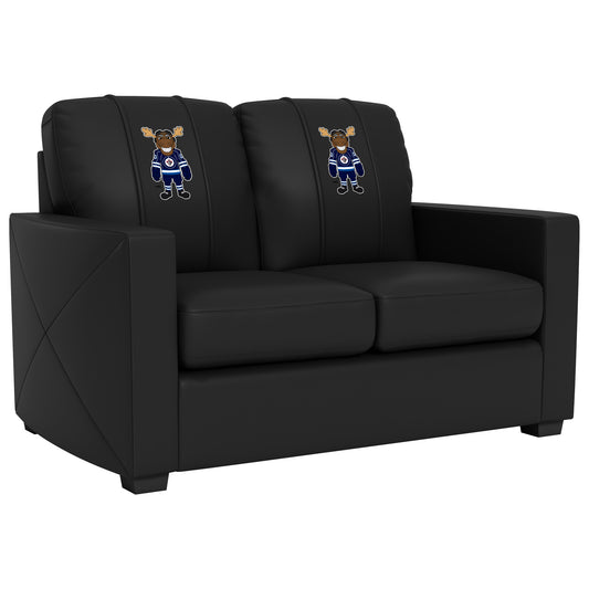 Silver Loveseat with Winnipeg Jets Moose Mascot Logo