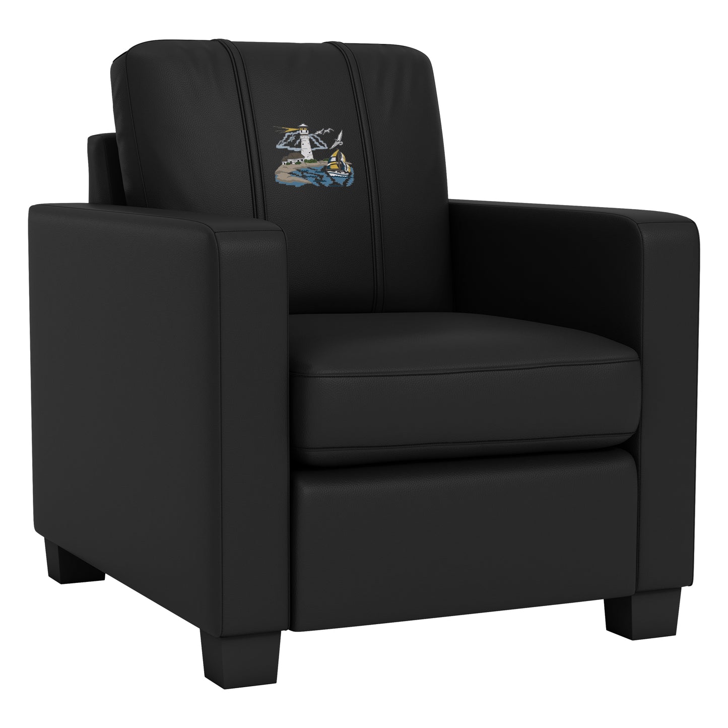 Dyno Stationary Club Chair with Lighthouse Scene Logo Panel