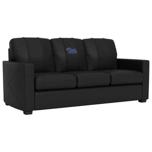Silver Sofa with Pittsburgh Panthers Logo