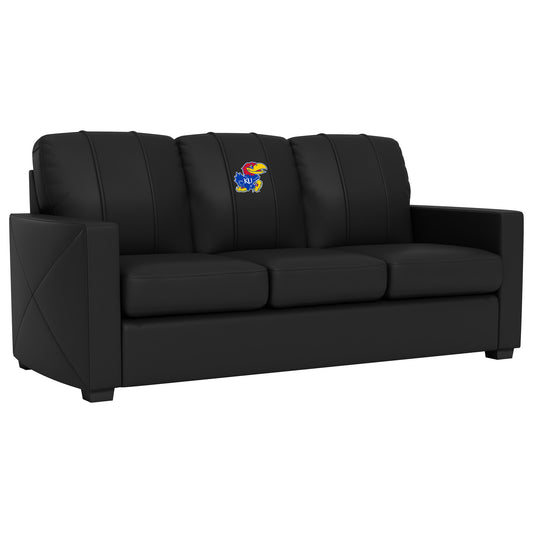 Silver Sofa with Kansas Jayhawks Logo