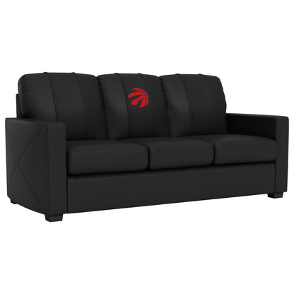Silver Sofa with Toronto Raptors Primary Red Logo