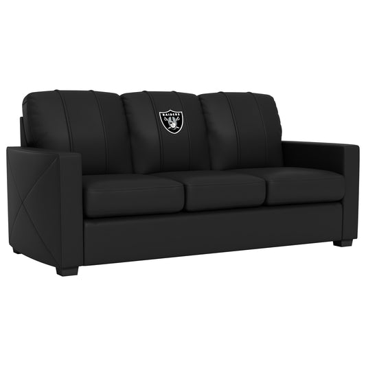 Silver Sofa with  Las Vegas Raiders Primary Logo