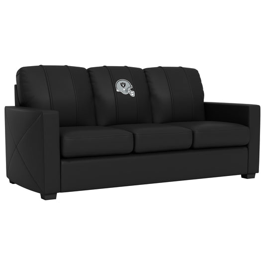 Silver Sofa with  Las Vegas Raiders Helmet Logo