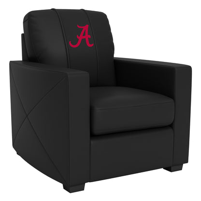 Silver Club Chair with Alabama Crimson Tide Red A Logo