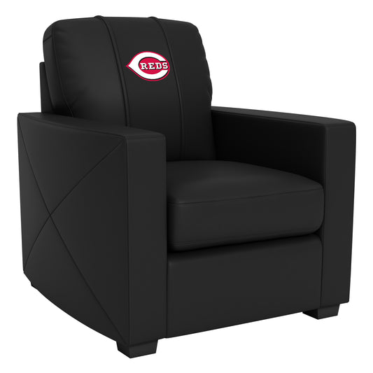 Silver Club Chair with Cincinnati Reds Logo