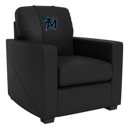 Silver Club Chair with Miami Marlins Secondary Logo Panel