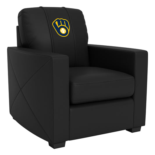 Silver Club Chair with Milwaukee Brewers Alternate Logo