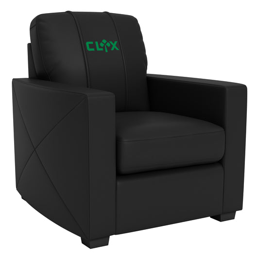 Silver Club Chair with Celtics Crossover Gaming Wordmark Green [CAN ONLY BE SHIPPED TO MASSACHUSETTS]